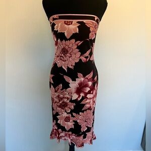 Speechless Strapless Brown and Pink Floral Hi-Low Dress
